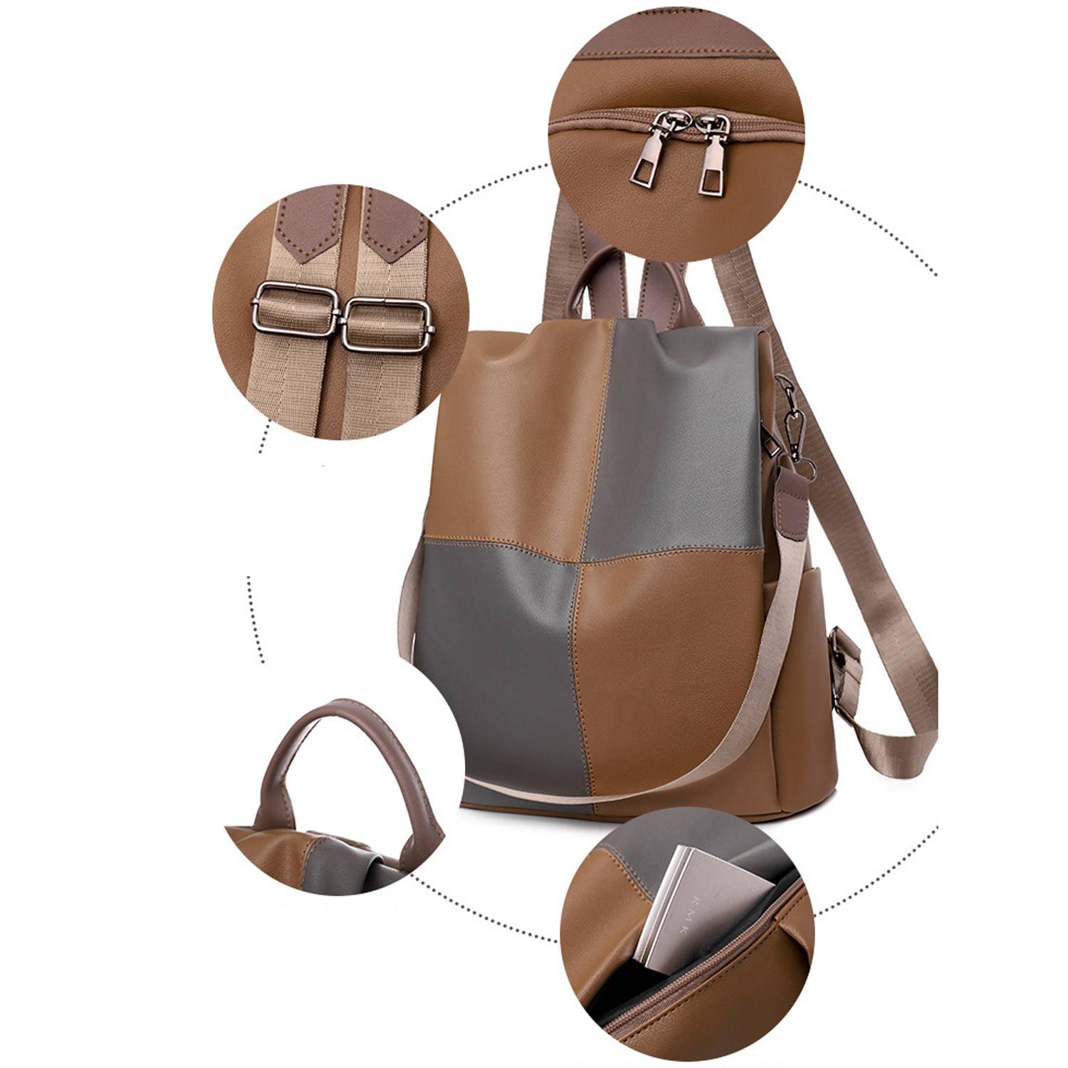 Soft PU Leather Shoulder Bag Backpack 4