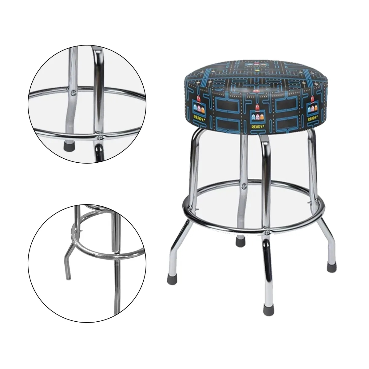 Customizable Round Bar Stool W/ Single Ring Chrome Base 4