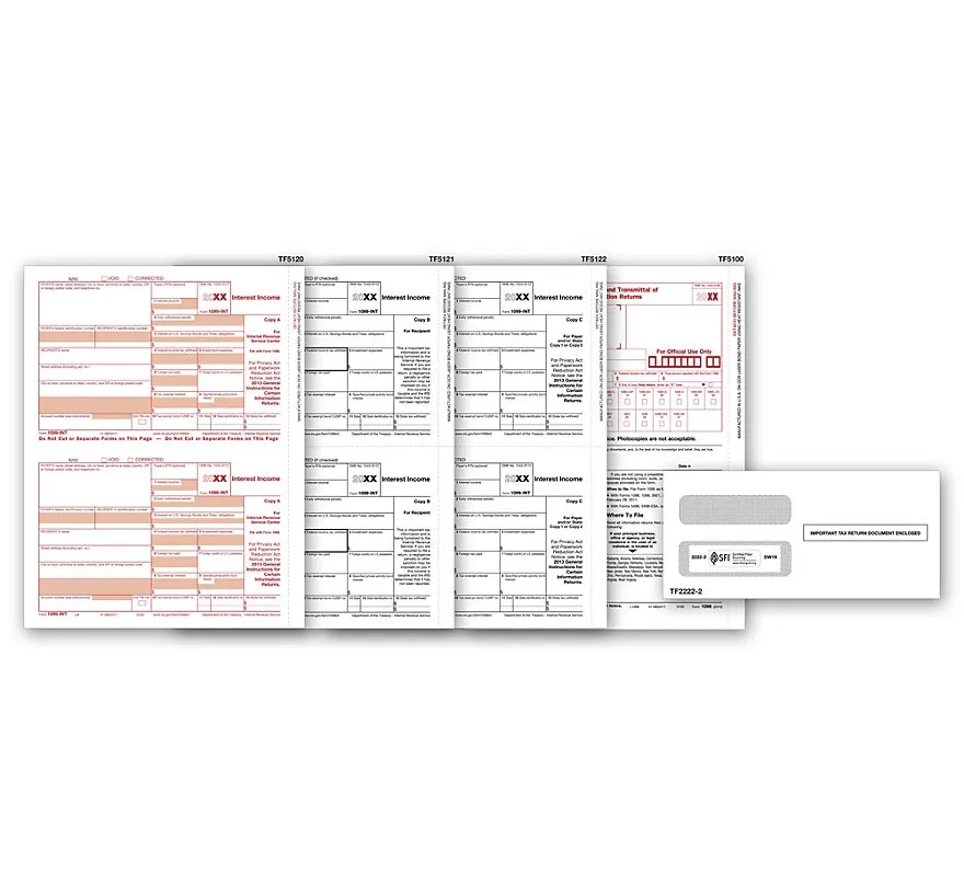Laser 1099-INT Income Set & Envelope Kit, 4-Part 1