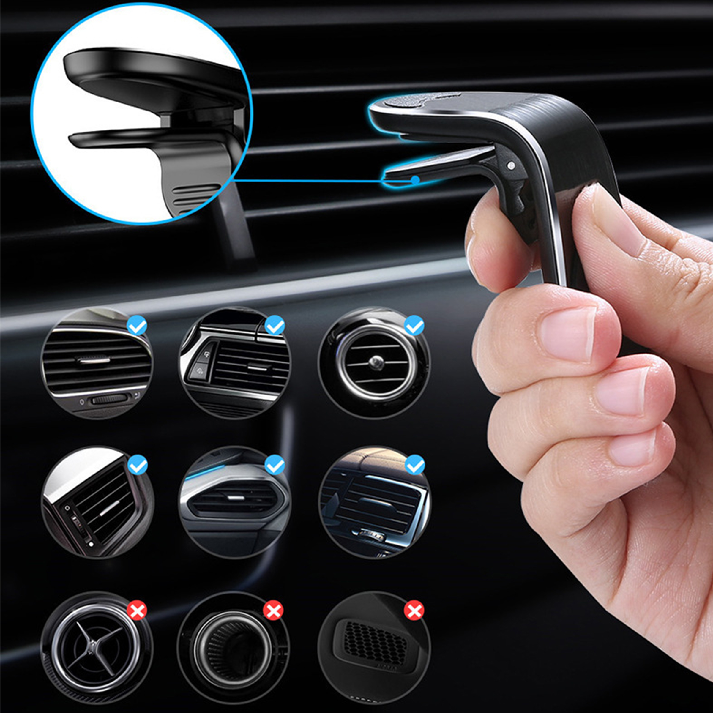 Metal Sleek Magnetic Car Vent Mount ?C Customizable Phone Holder 4