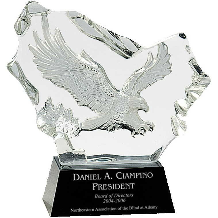 7" Crystal Carved Eagle on Base