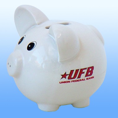 JUMBO WHITE CERAMIC PIGGY BANK 2