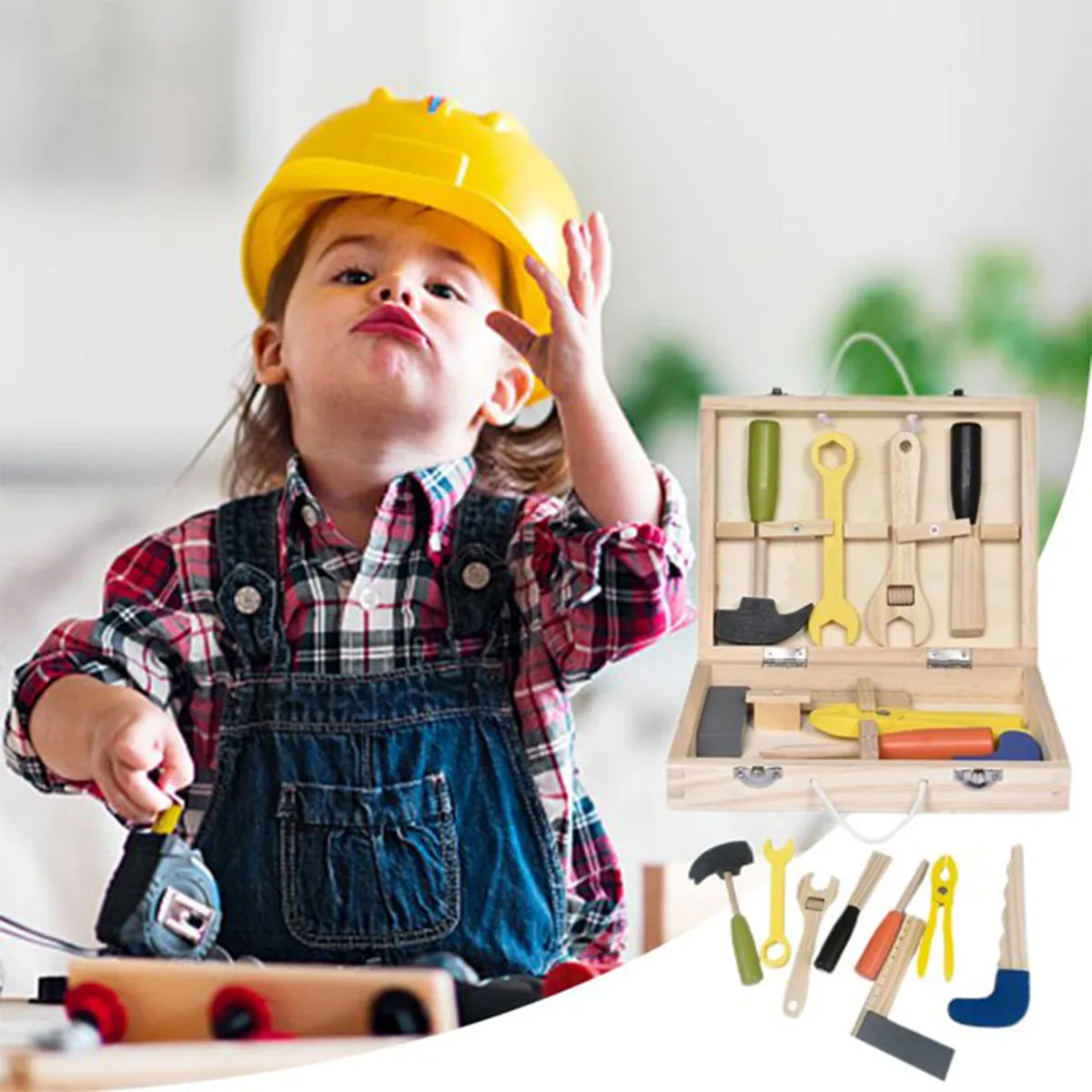 Funny Educational Wooden Maintenance Combination Tool Kit 4