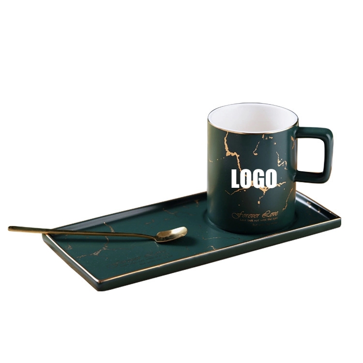 Custom 9 oz Ceramic Coffee Mug Saucer Set 2