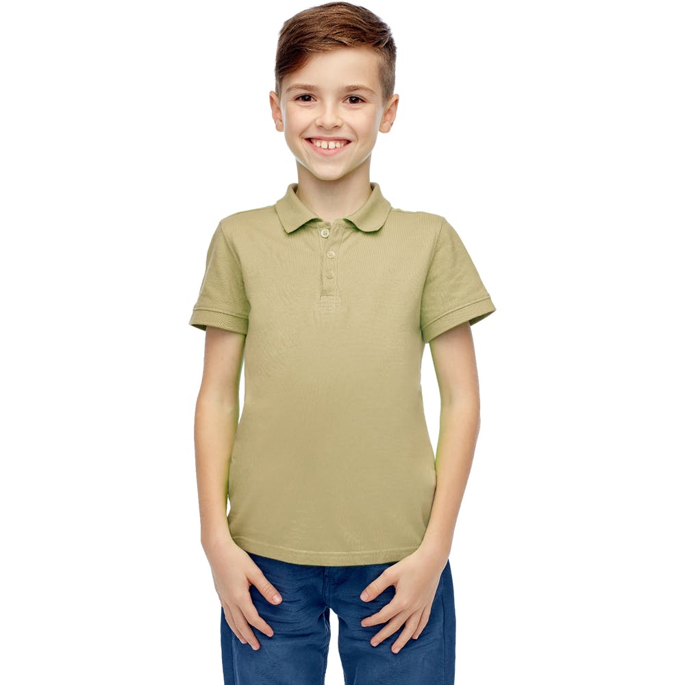 Boys' Uniform Polo Shirts - Khaki Short Sleeve Size 16-20 2
