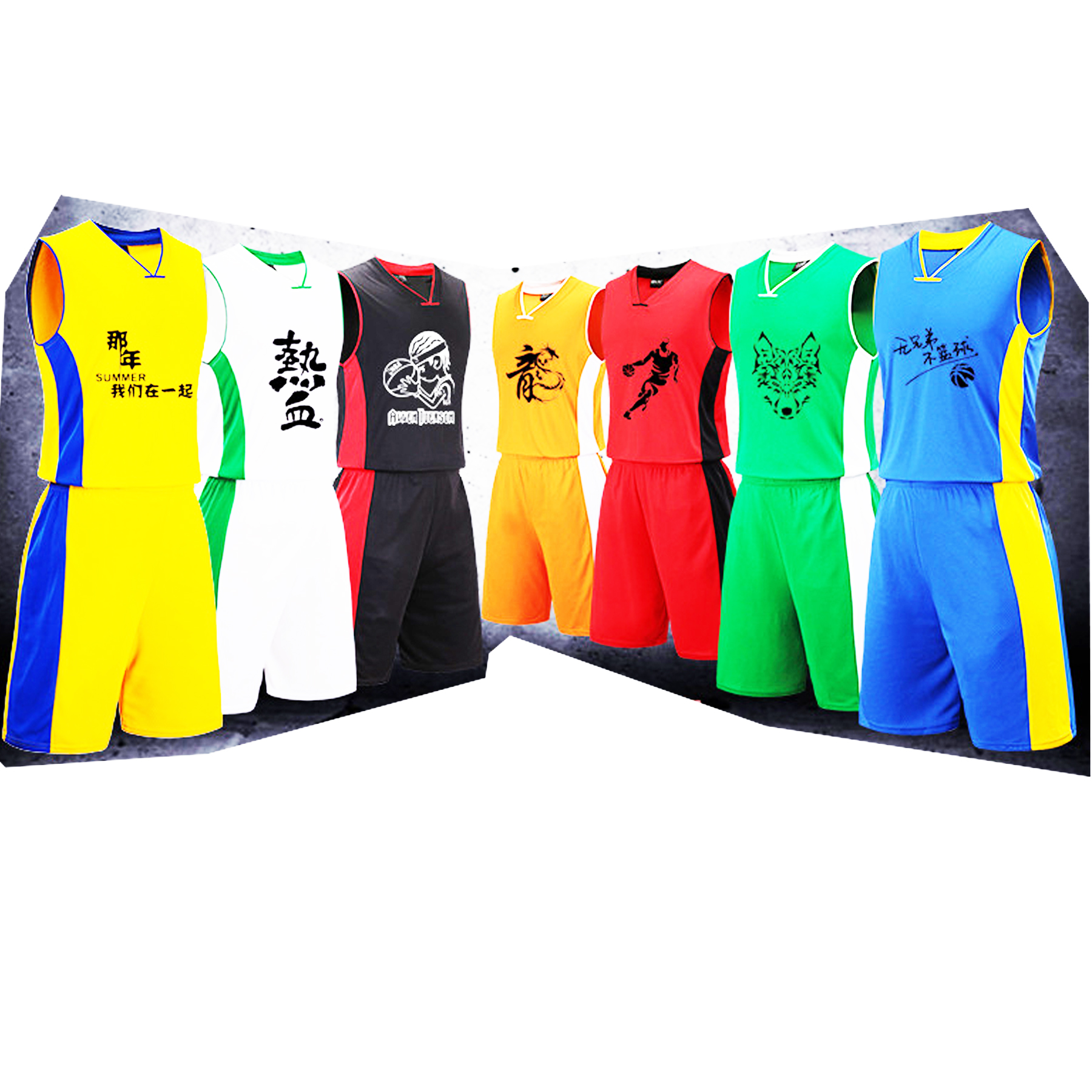 Basketball Uniform V collar Jersey and Shorts 2