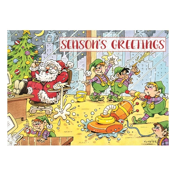 Clean Up Crew Humorous Holiday Greeting Card 1