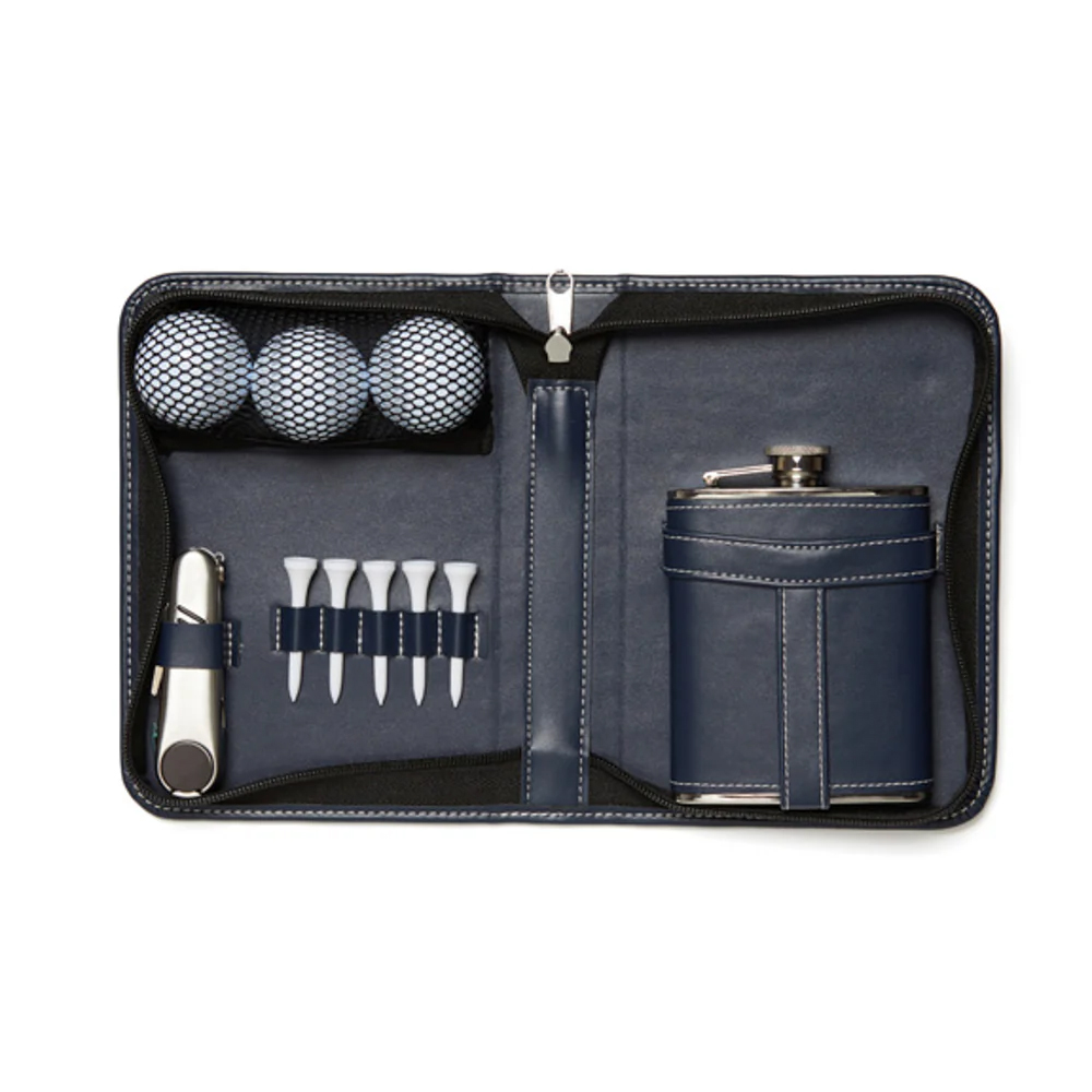 Leather Golf and Flask Carry Kit 7
