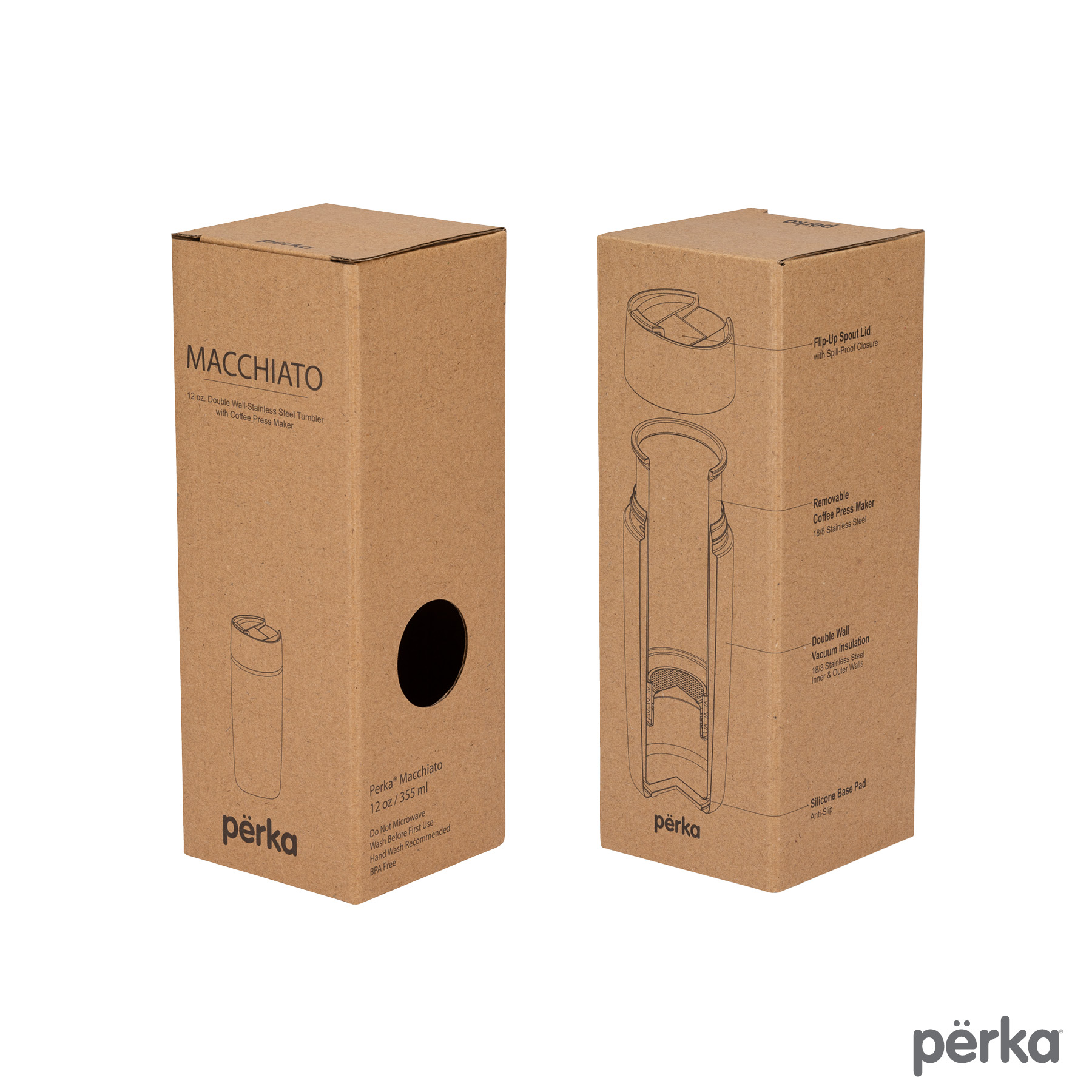 Perka® Macchiato 12 oz. Double Wall Coffee/Tea Press Tumbler 40