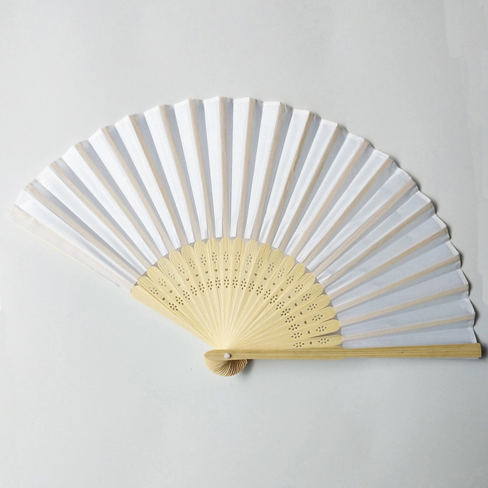 Full Color Bamboo Fabric Folding Handheld Fan Hand-Crafted 10