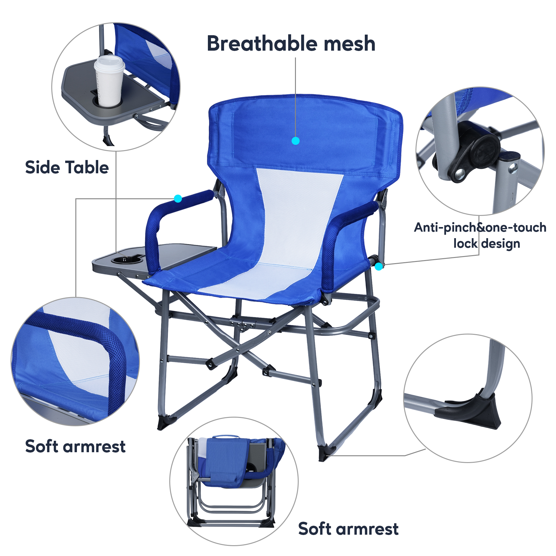 Portable Camping Director Chair With Side Table 2