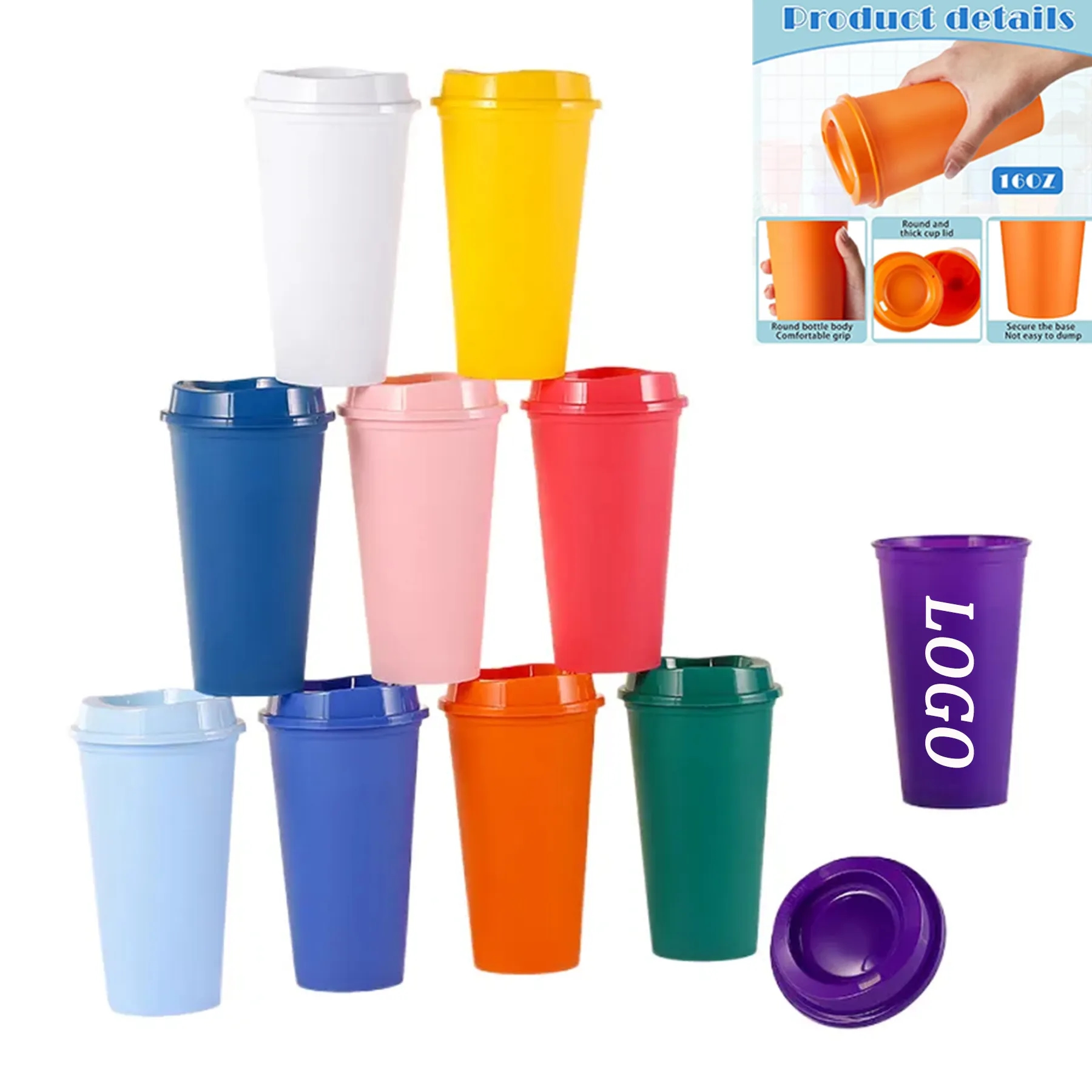 Beverage Mug Reusable 16 OZ With Lid 4