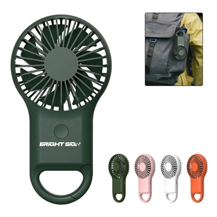 Rechargeable Mini Fan with Carabiner Clip and Light 3