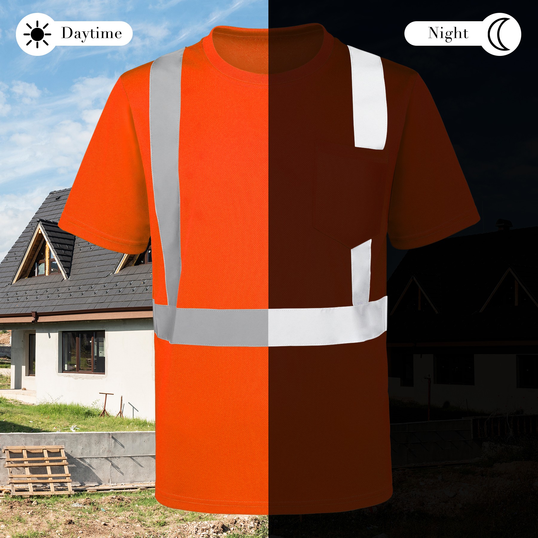 4 Oz. Class 2 Men's Short Sleeve Hi Vis Reflective Safety T-Shirt W/ Pocket 5