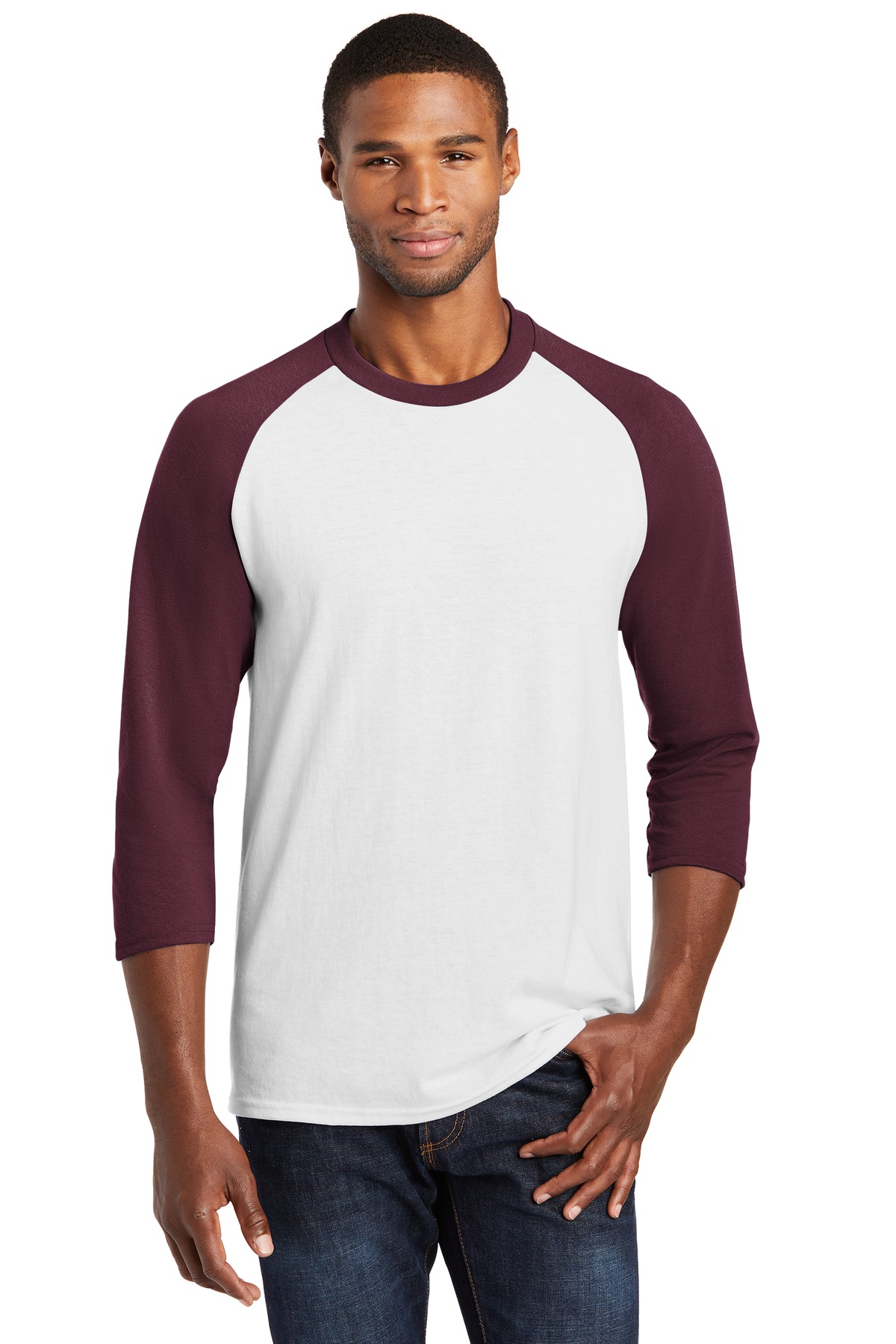 Port & Co Core Blend 3/4-Sleeve Raglan Tee. PC55RS 10