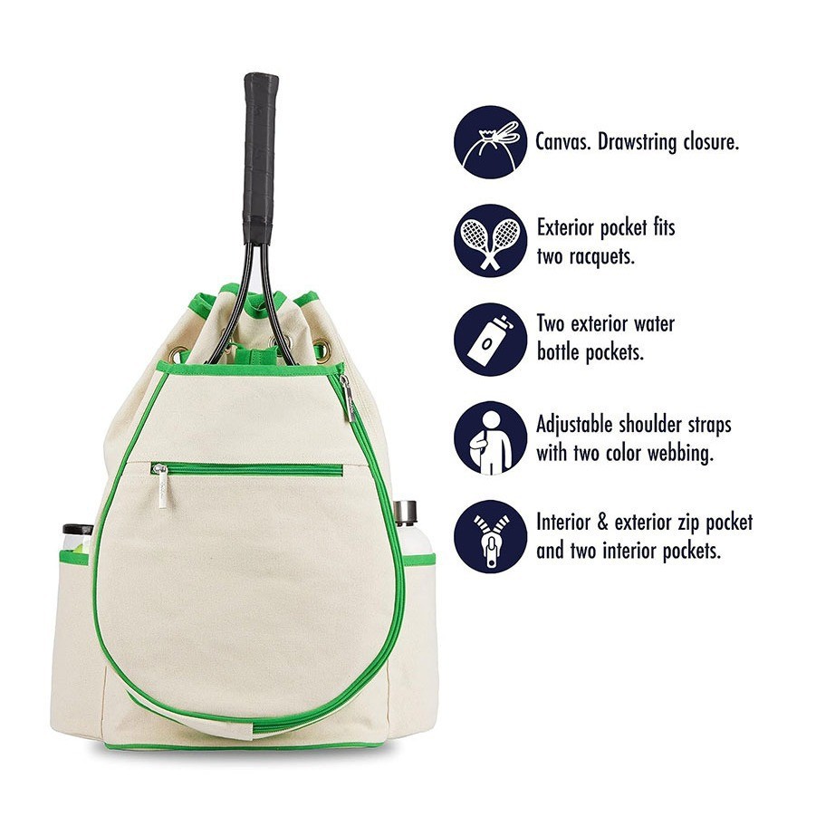 Tennis Canvas Backpack Lightweight Racket Bag 2