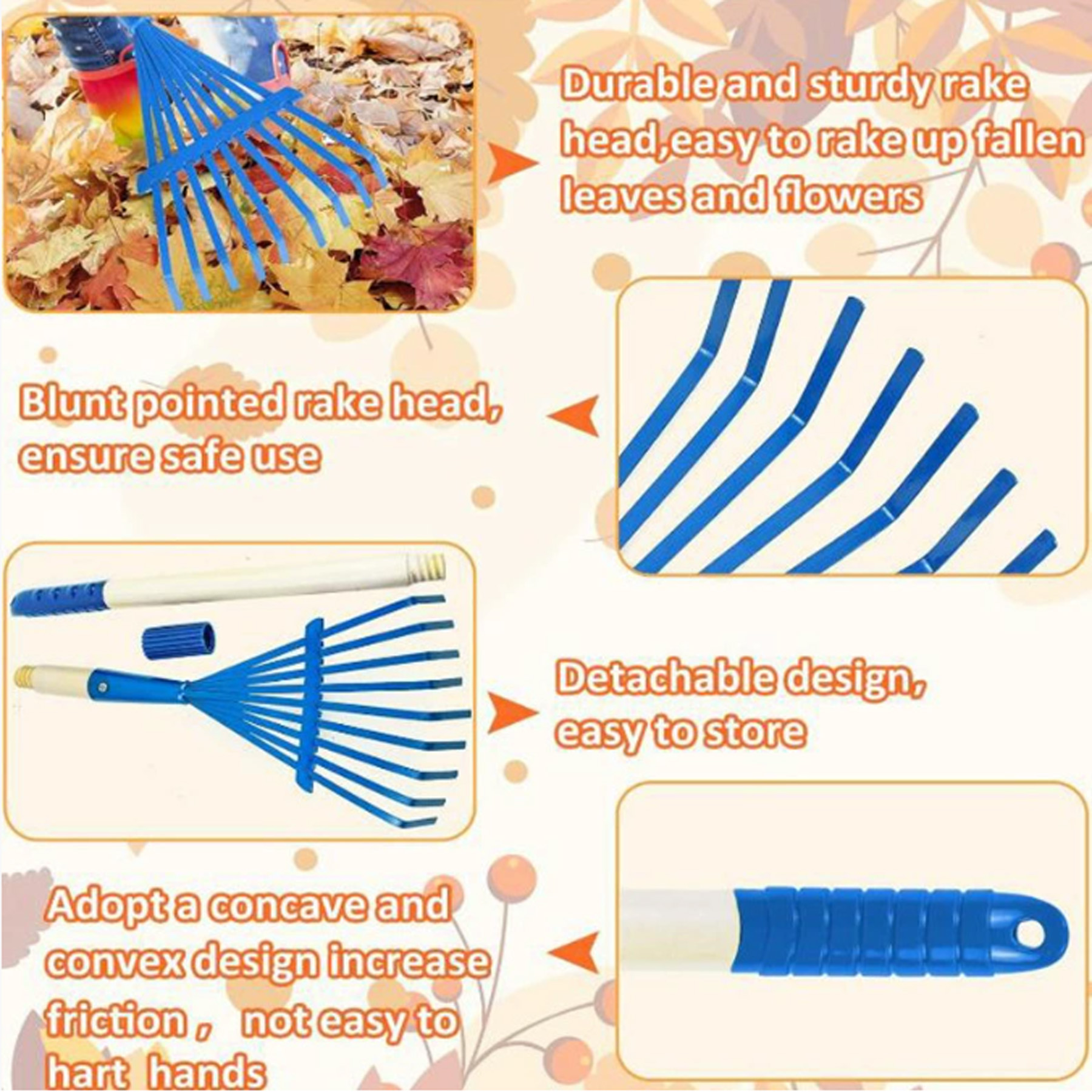 Detachable Plastic Garden Leaf Rake 2