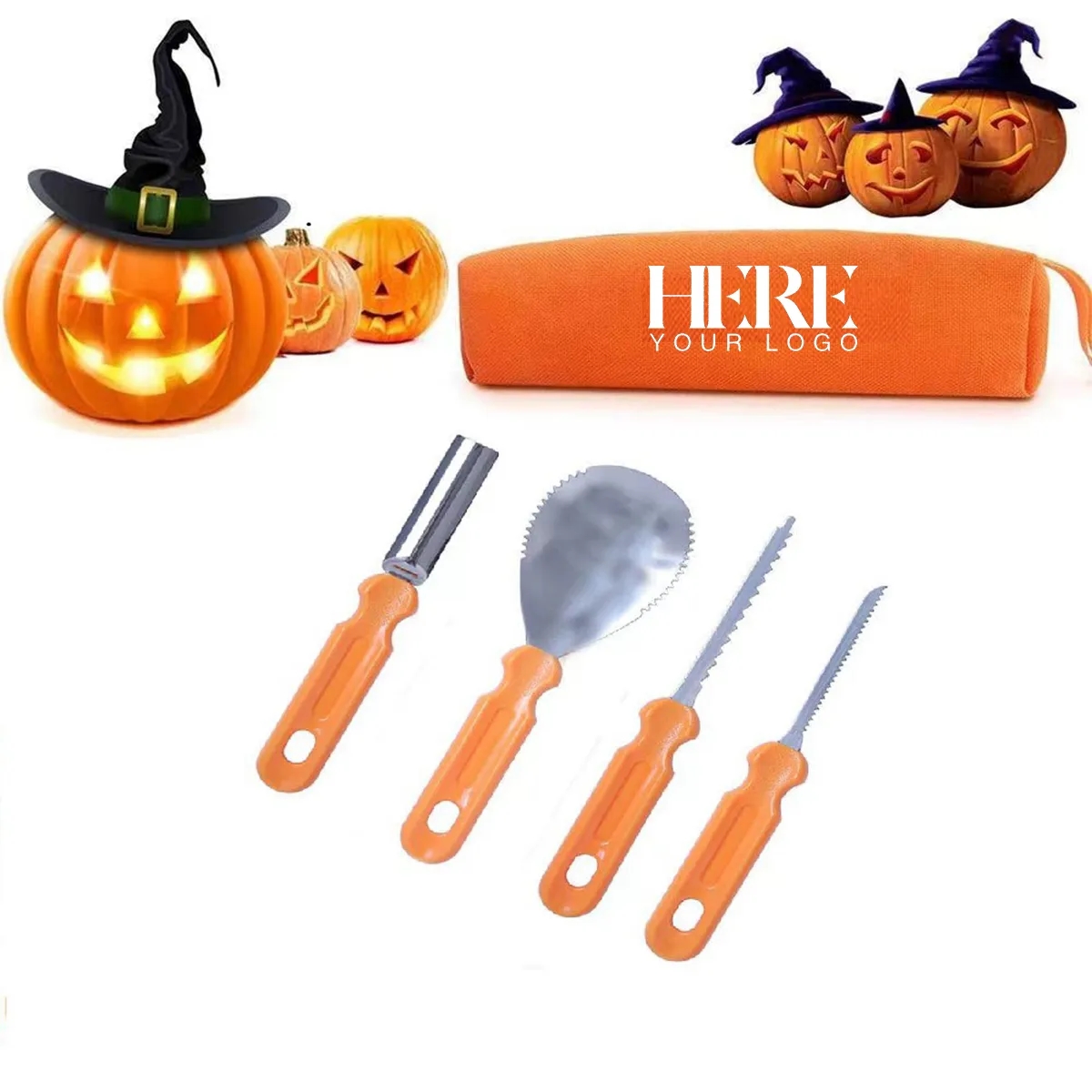 4pcs Professional Pumpkin Carving Tool Kit with Handbag 2