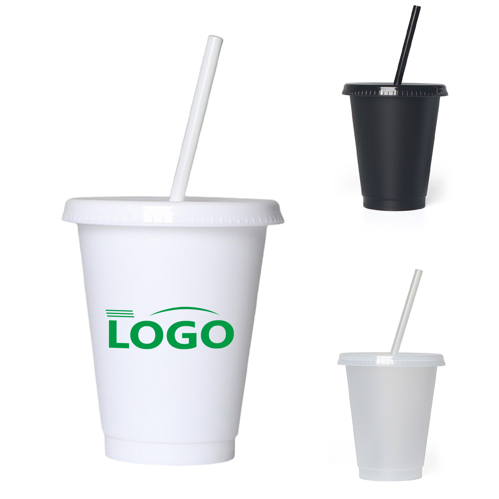 16oz Reusable Frosted Plastic Straw Cup 9