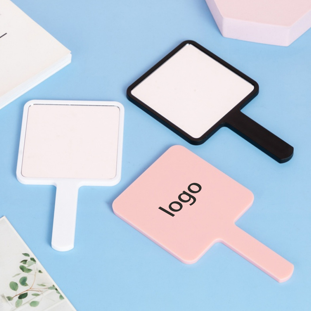 Custom Logo Handheld Makeup Mirror Portable Advertising Gift Mirror 1