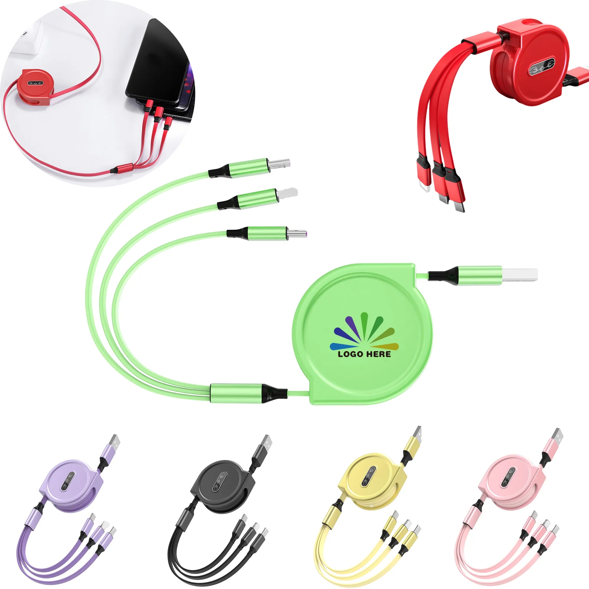 MOQ 50PCS Usb Charging Cable Retractable 3In1 Universal Char 8