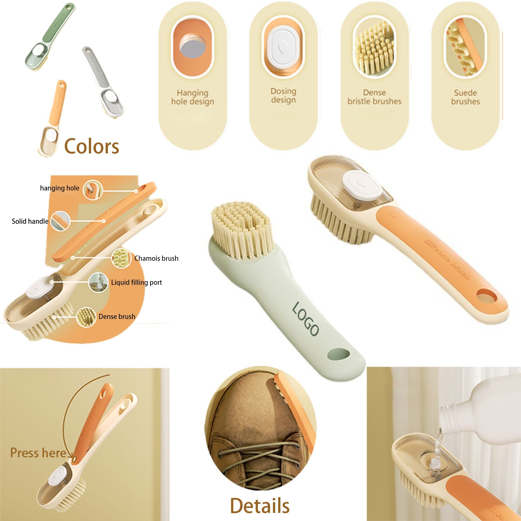 2-in-1 Liquid-Dispensing Shoe Brush 4