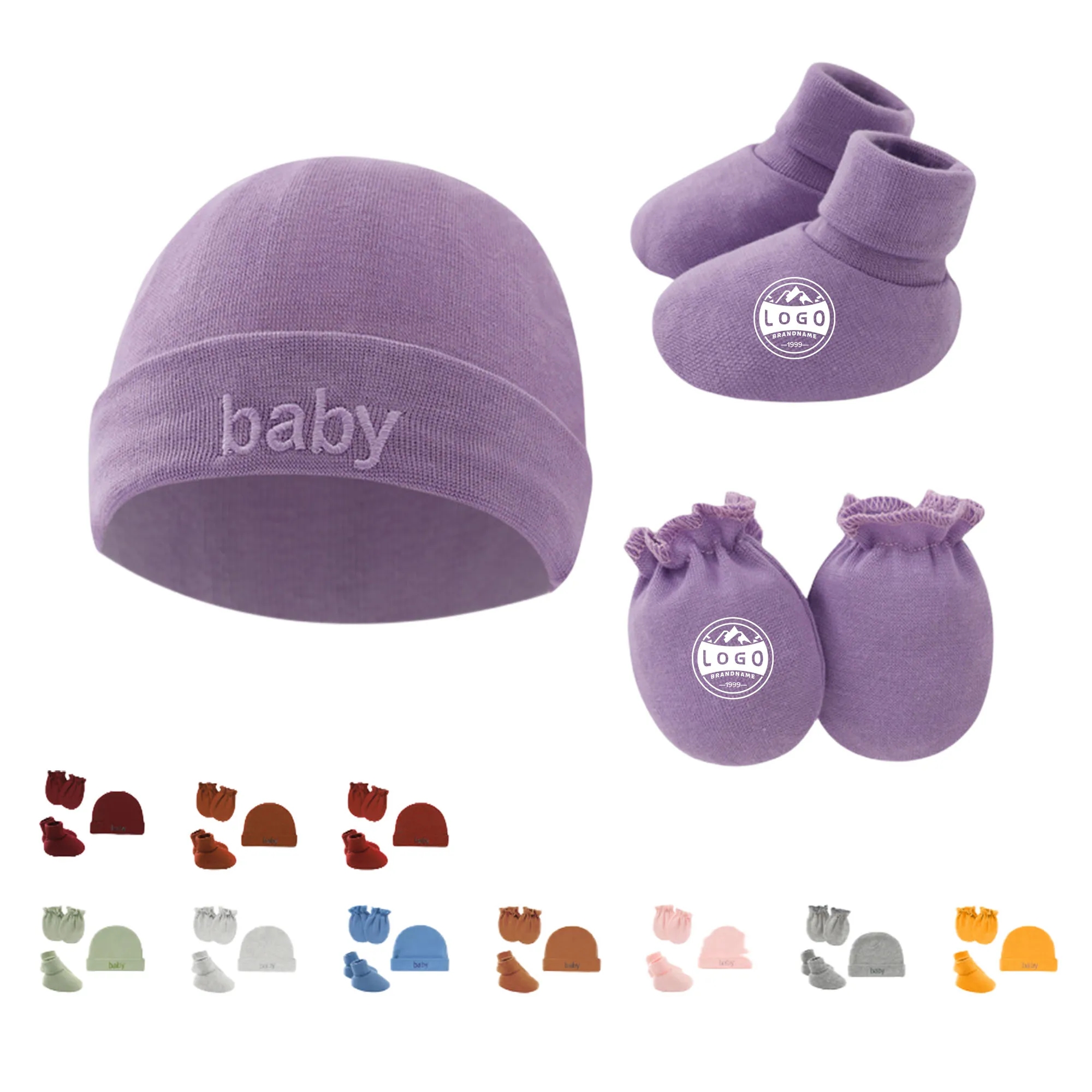Double Layer Cotton Anti-Scratch Baby Cap Set 2