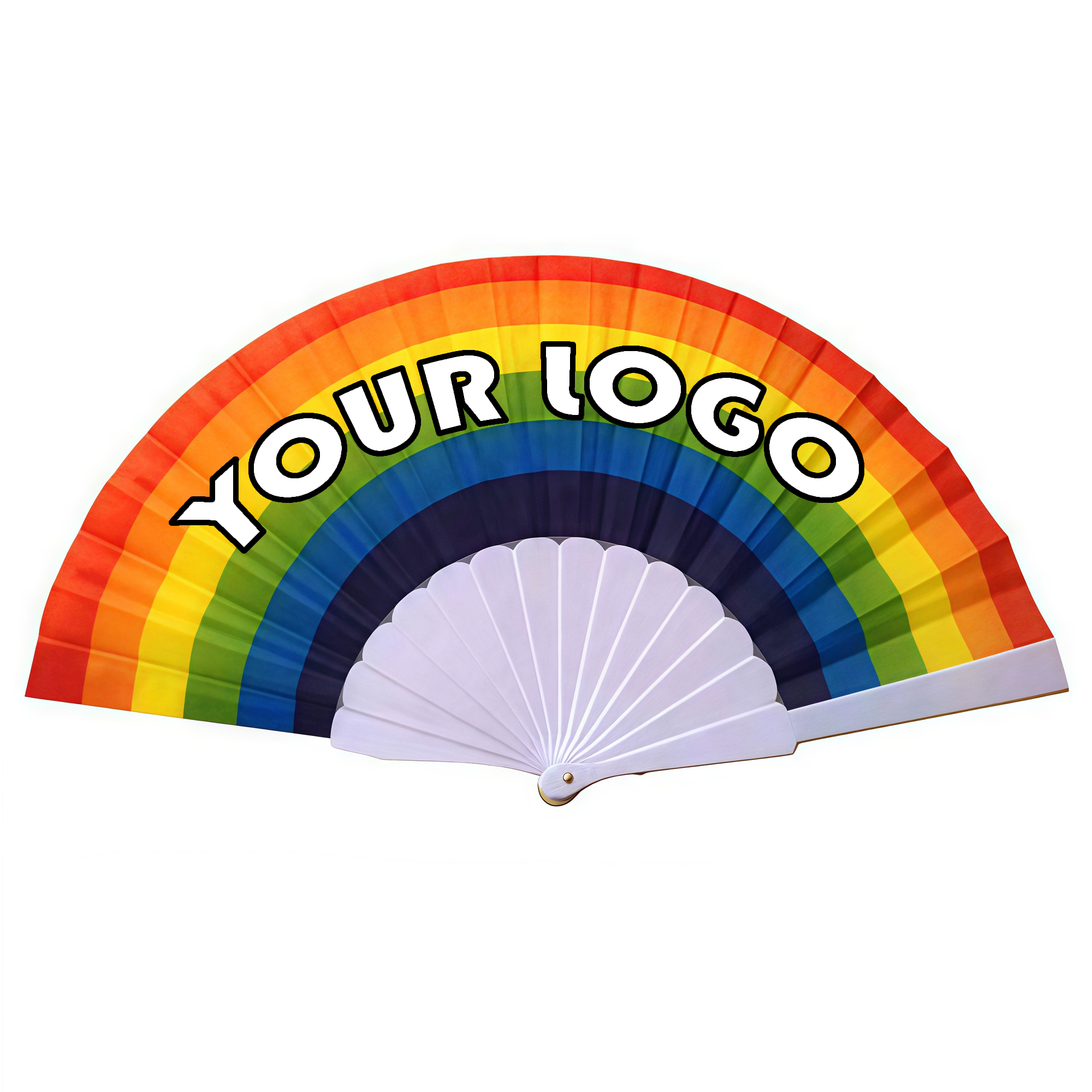 Colorful Rainbow Foldable Fan with Logo Customization 2