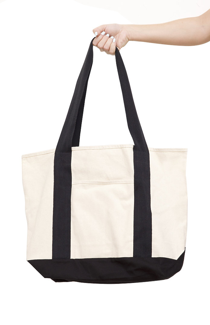 Organic Canvas Large Two Tone Tote, custom tote bag with logo imprint 4