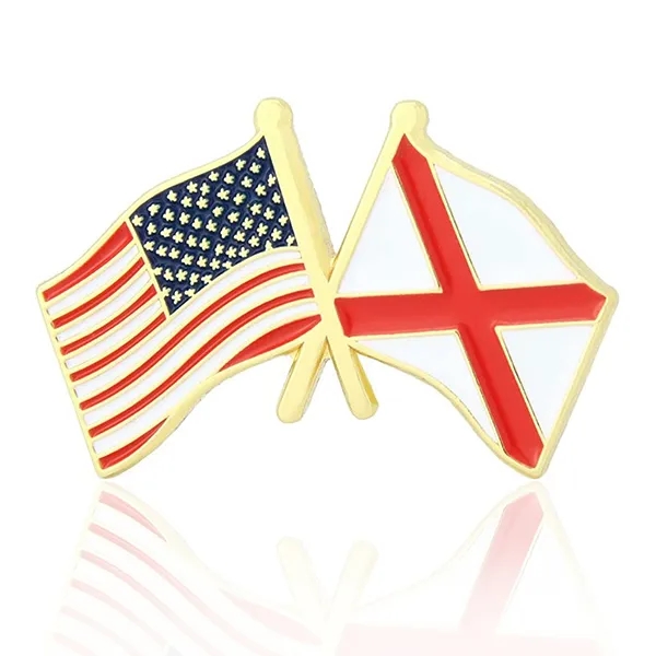 Stock Crossed Flag Pin (USA & USA) 46