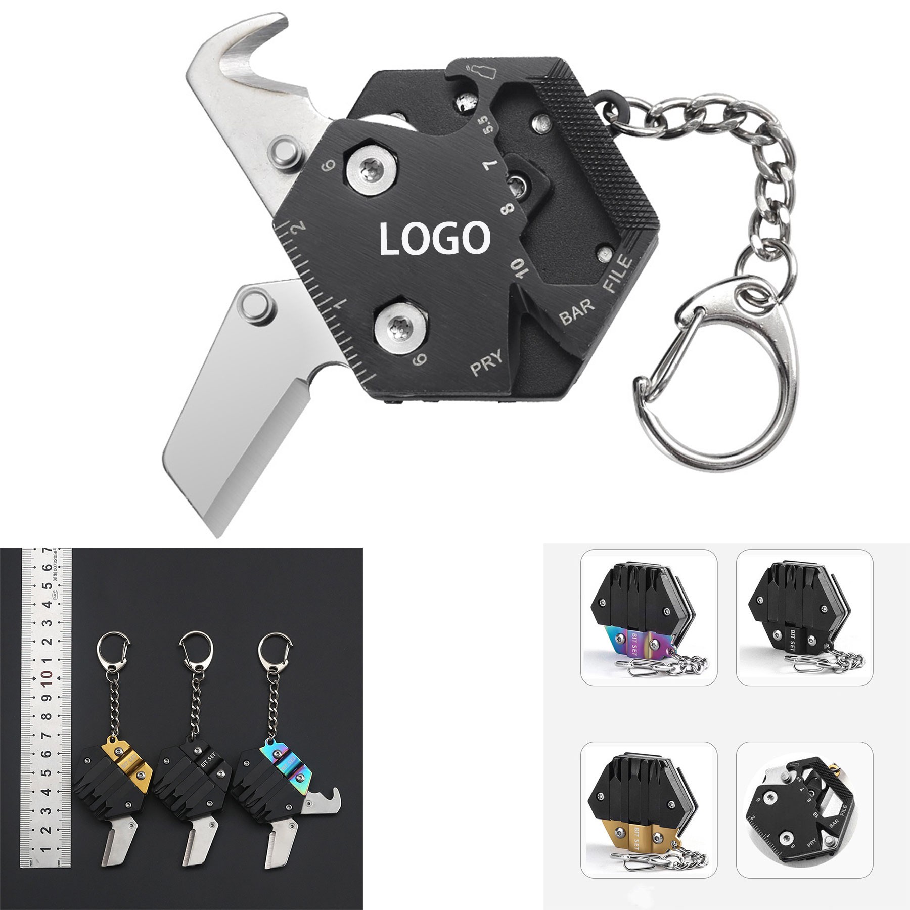 Multitool Card Key Chain Hexagonal Kit 2