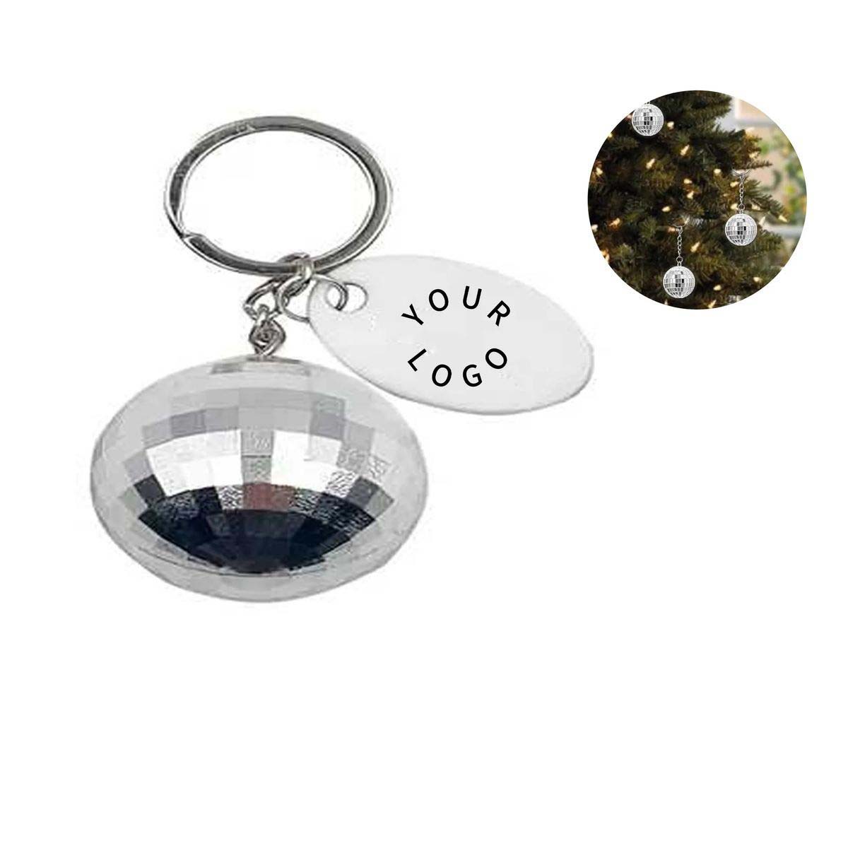 Sparkling Disco Ball Keychain with Customizable Tag 2