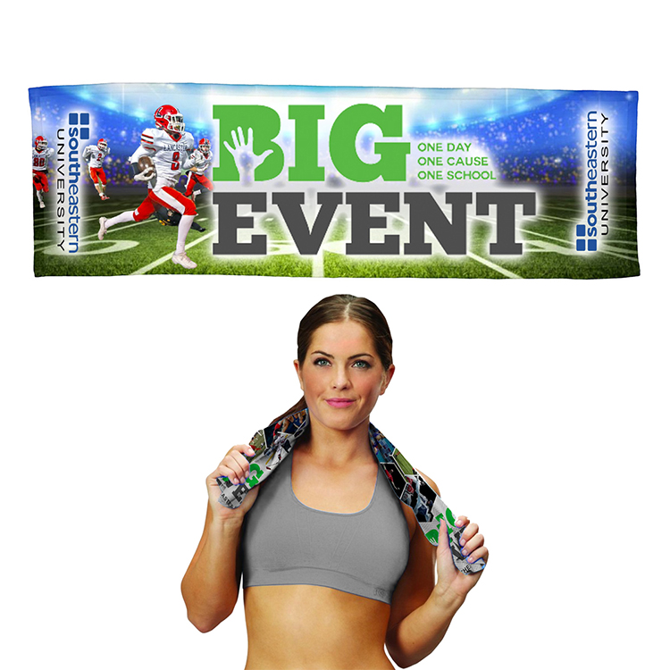 "THE DENALI RAINIER XTRA" - 12” W x 36” H Full Color Sublimation Recycled RPET Cooling Towel