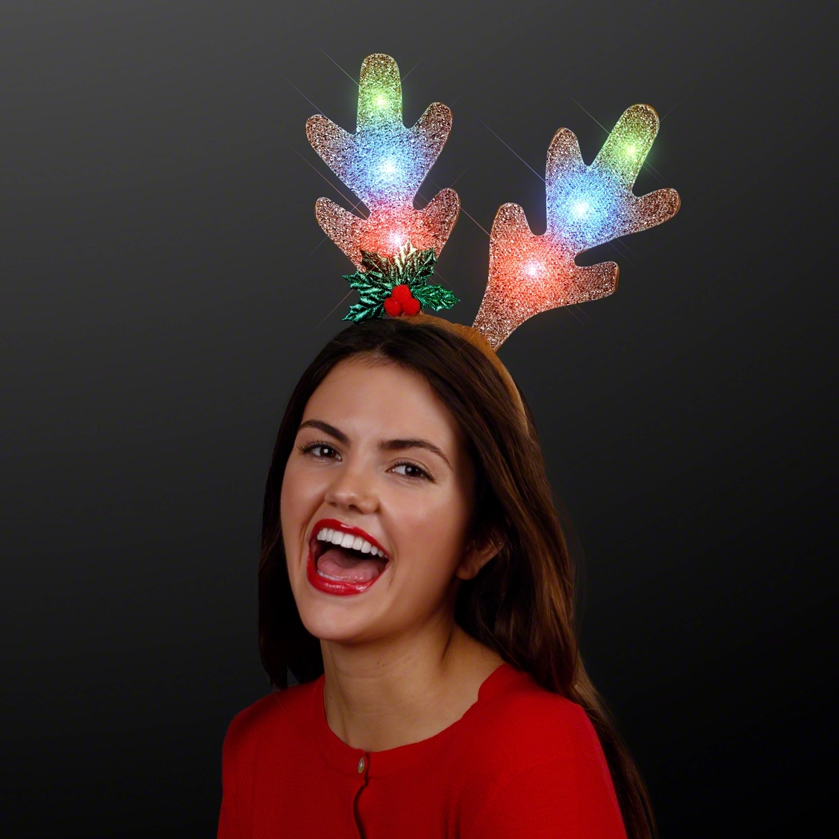 Golden Antlers Blinky Christmas Headband 2