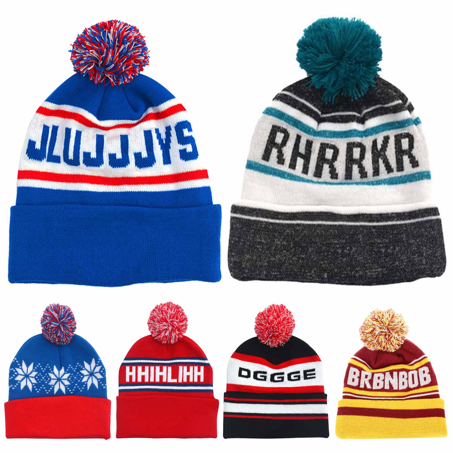 Winter Knitted Acrylic Beanie With Pom 1