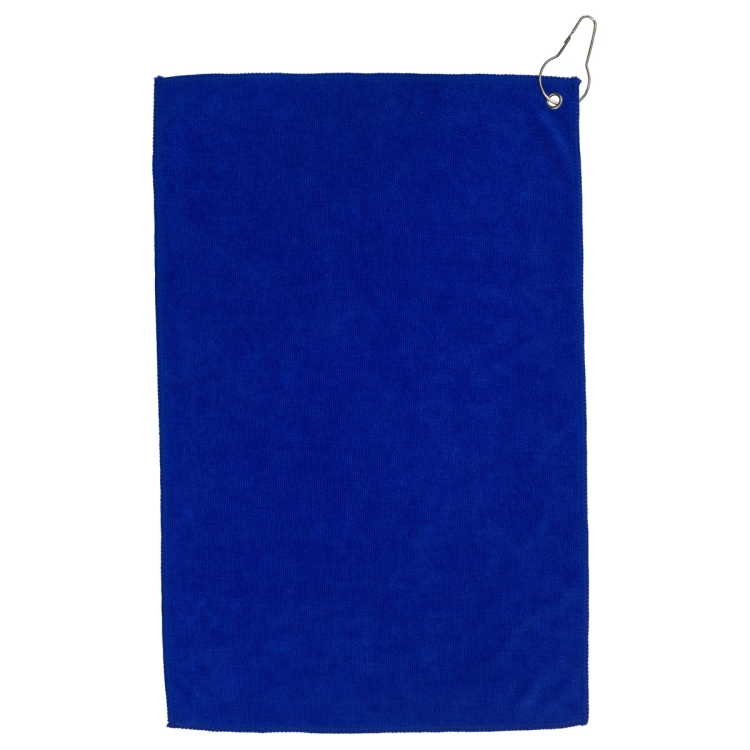 "THE IRON" Recycled RPET 300 GSM Heavy Duty Microfiber Golf Towel with Metal Grommet and Clip - 12" 8