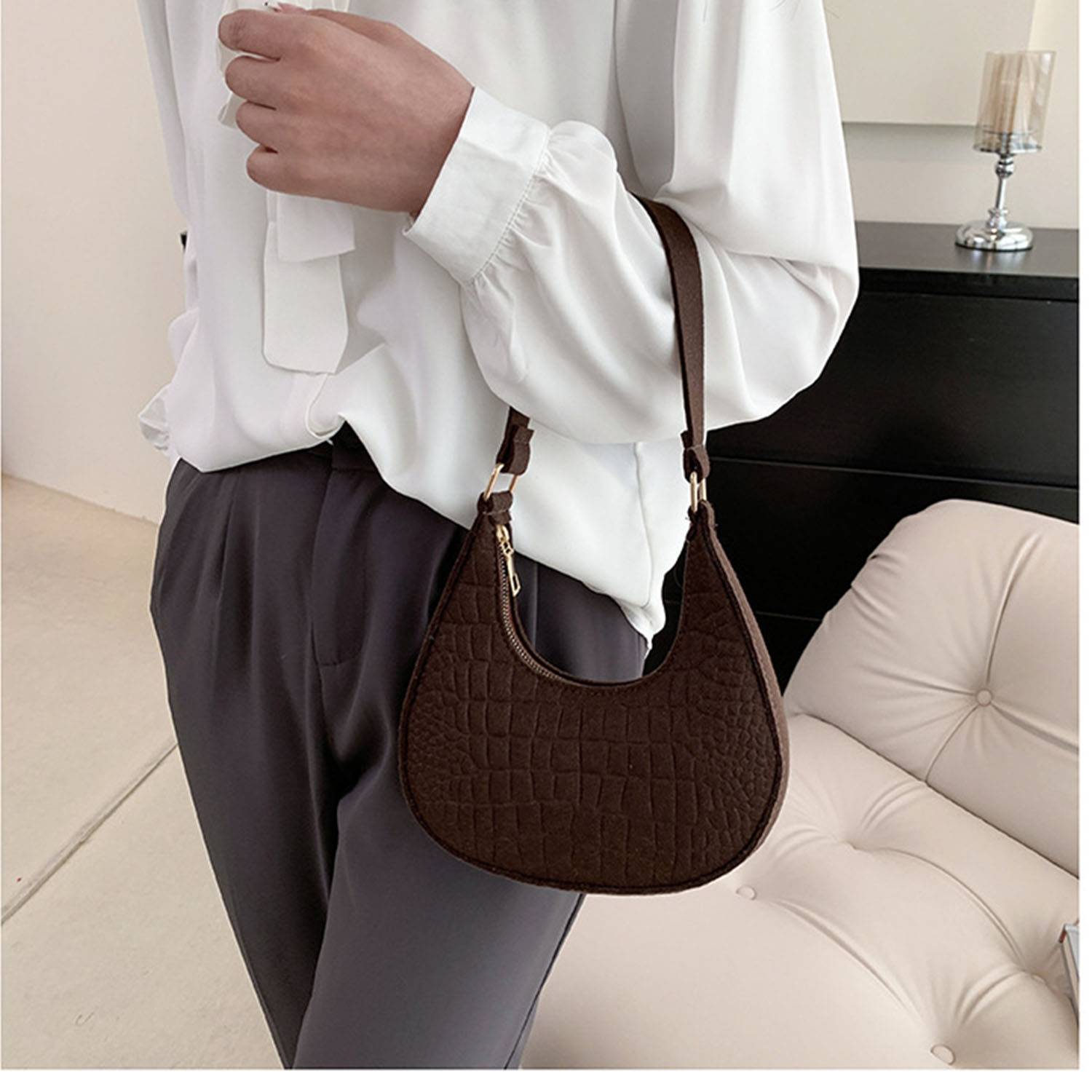 Solid color temperament women's bag casual shoulder handbag 1