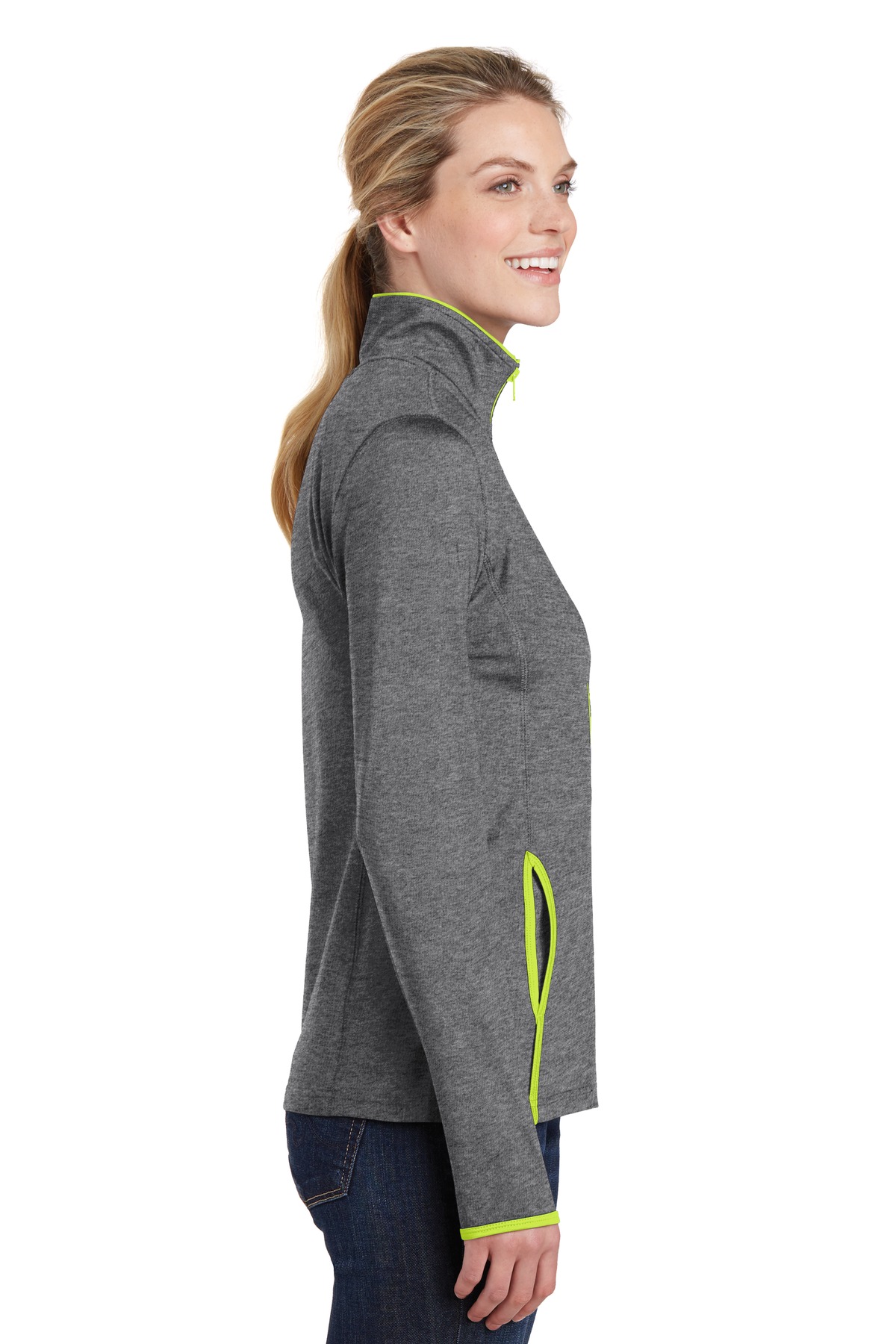 Sport-Tek Women's Sport-Wick Stretch Contrast Full-Zip Jacket. LST853 18