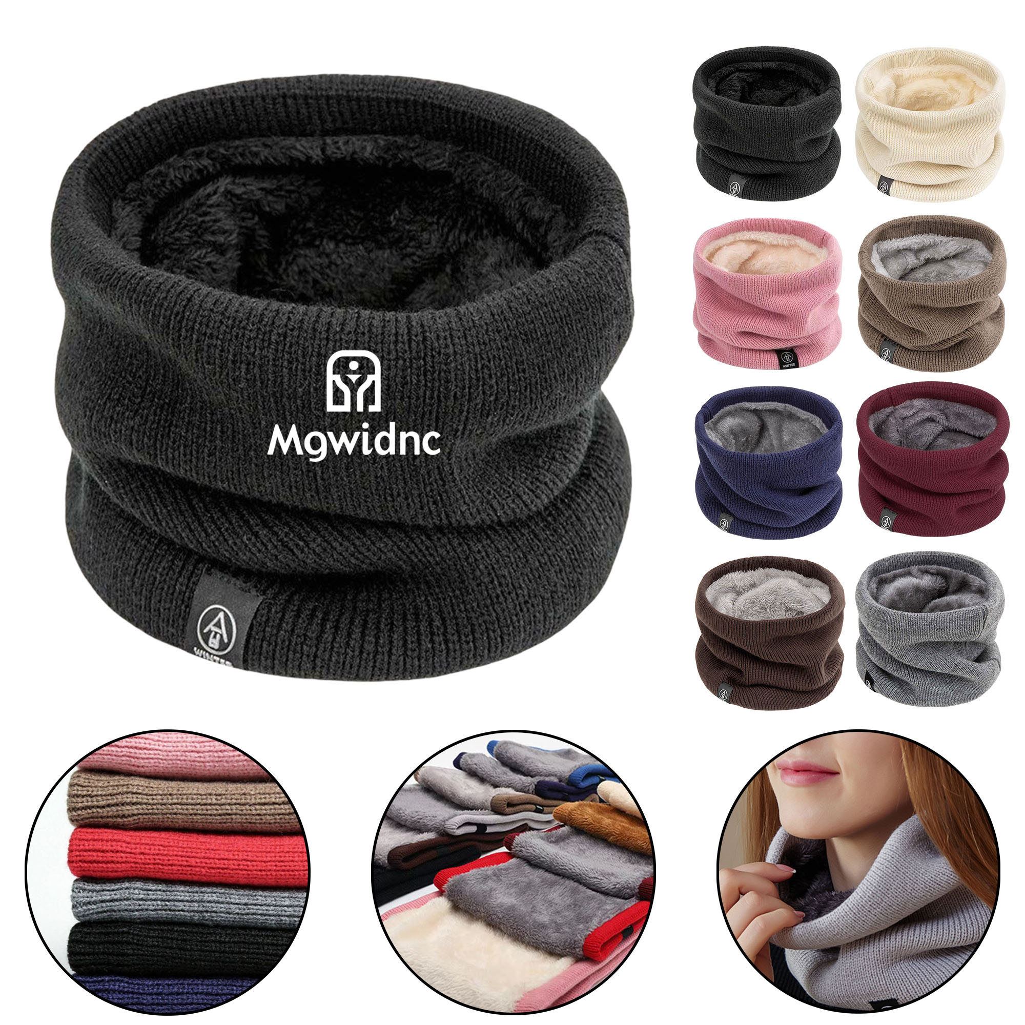 Winter Neck Warmer Scarf Fleece Lined Knit Stretchy Cowl for Cycling Cold Weather 1