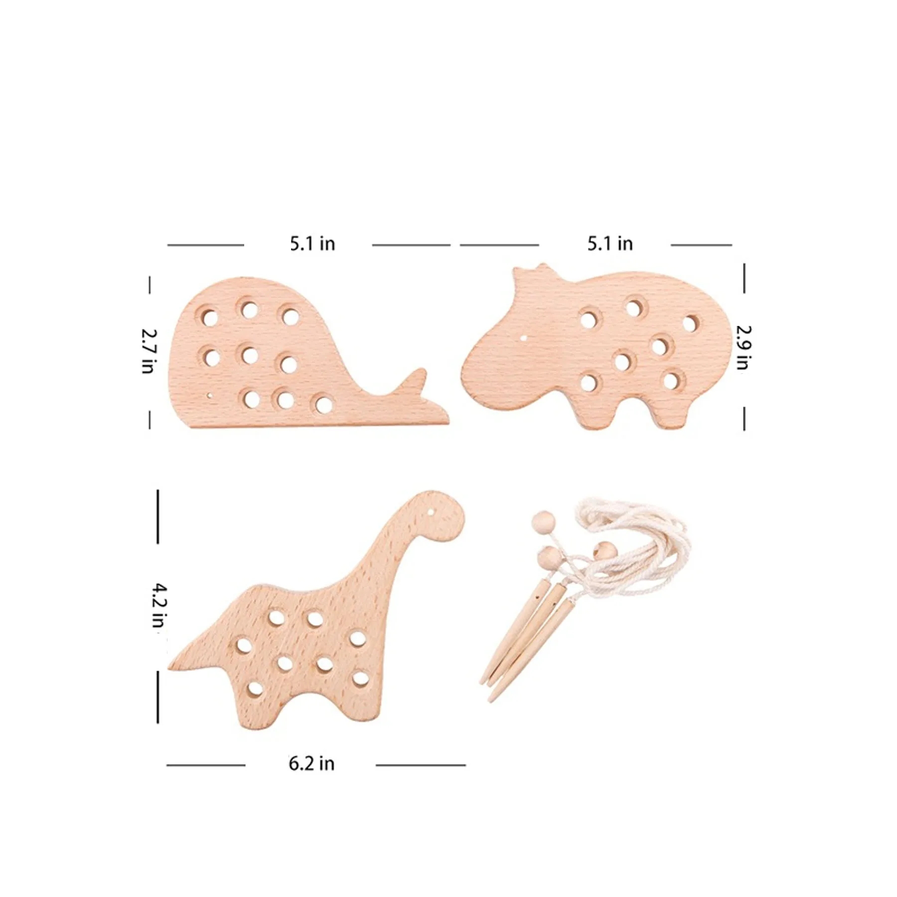 Beech Wood Threading Animal Toy 3