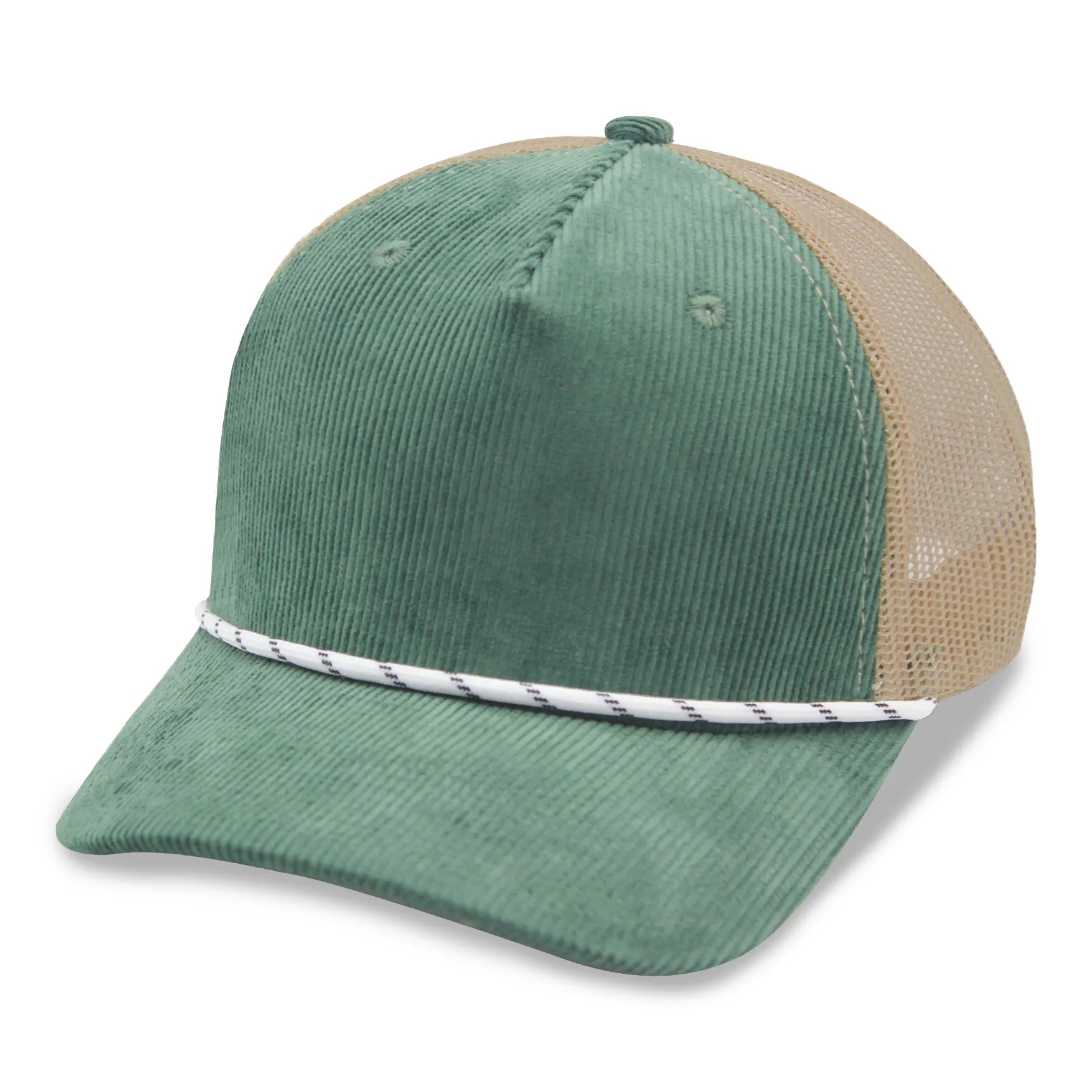 Corduroy 5 Panels Trucker Cap w/Rope