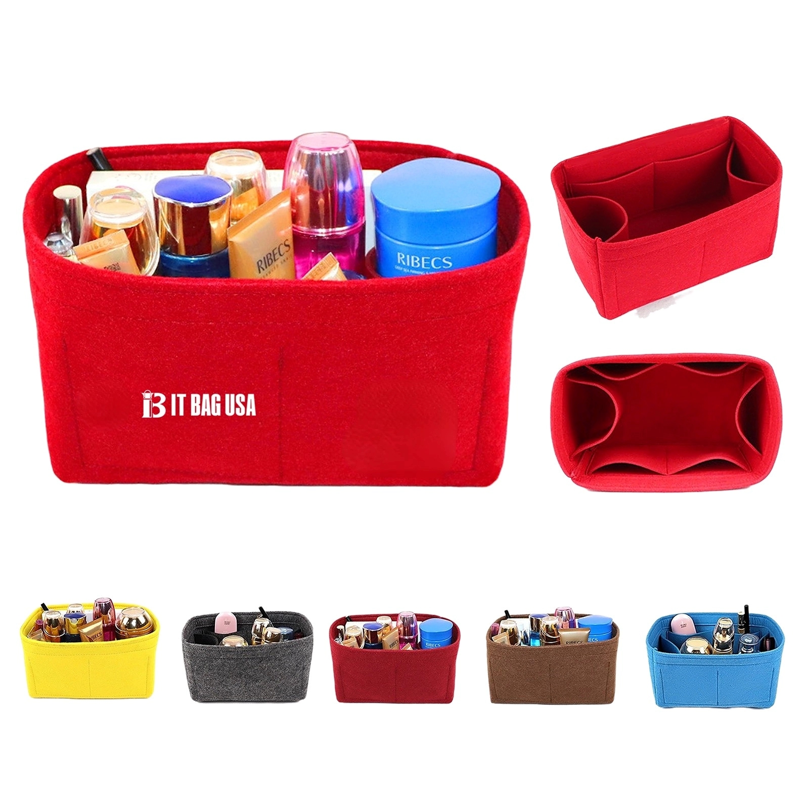 Travel Cosmetic Bags Felt Makeup Organizer Pocket 2