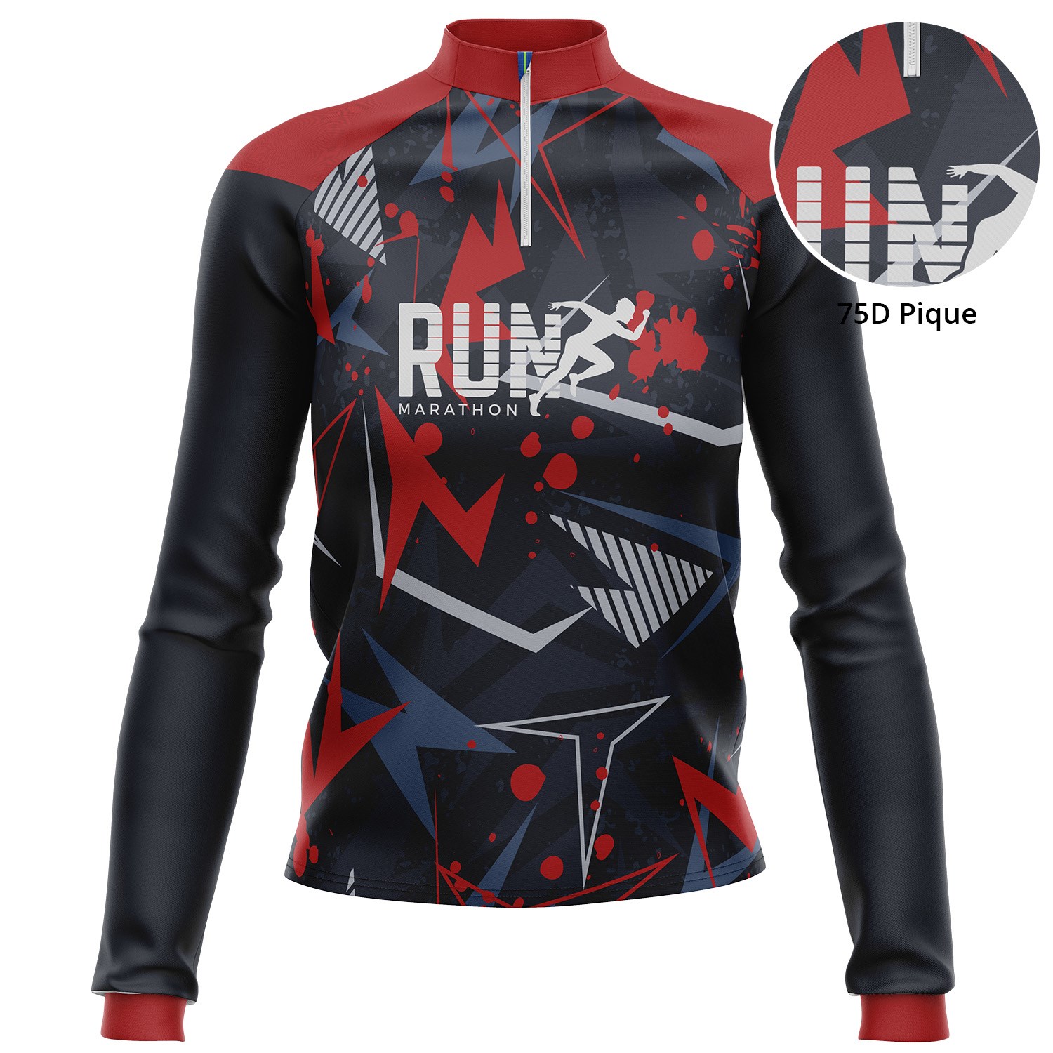 Women's 75D Pique Sublimation Full Color Quater zipper Turtleneck 3