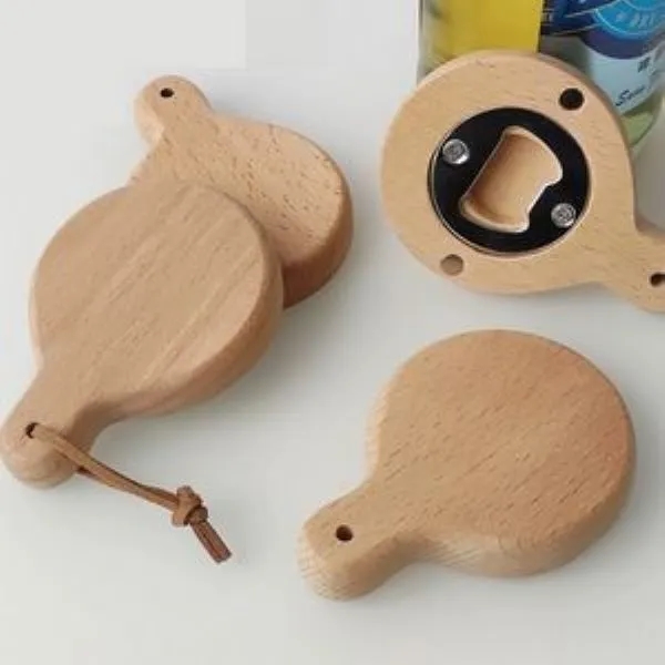 Bamboo Wooden Handle Bottle Opener With Magnet 4