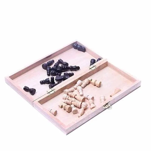 Wood Chess With Folding Board Desktop Game Set 7