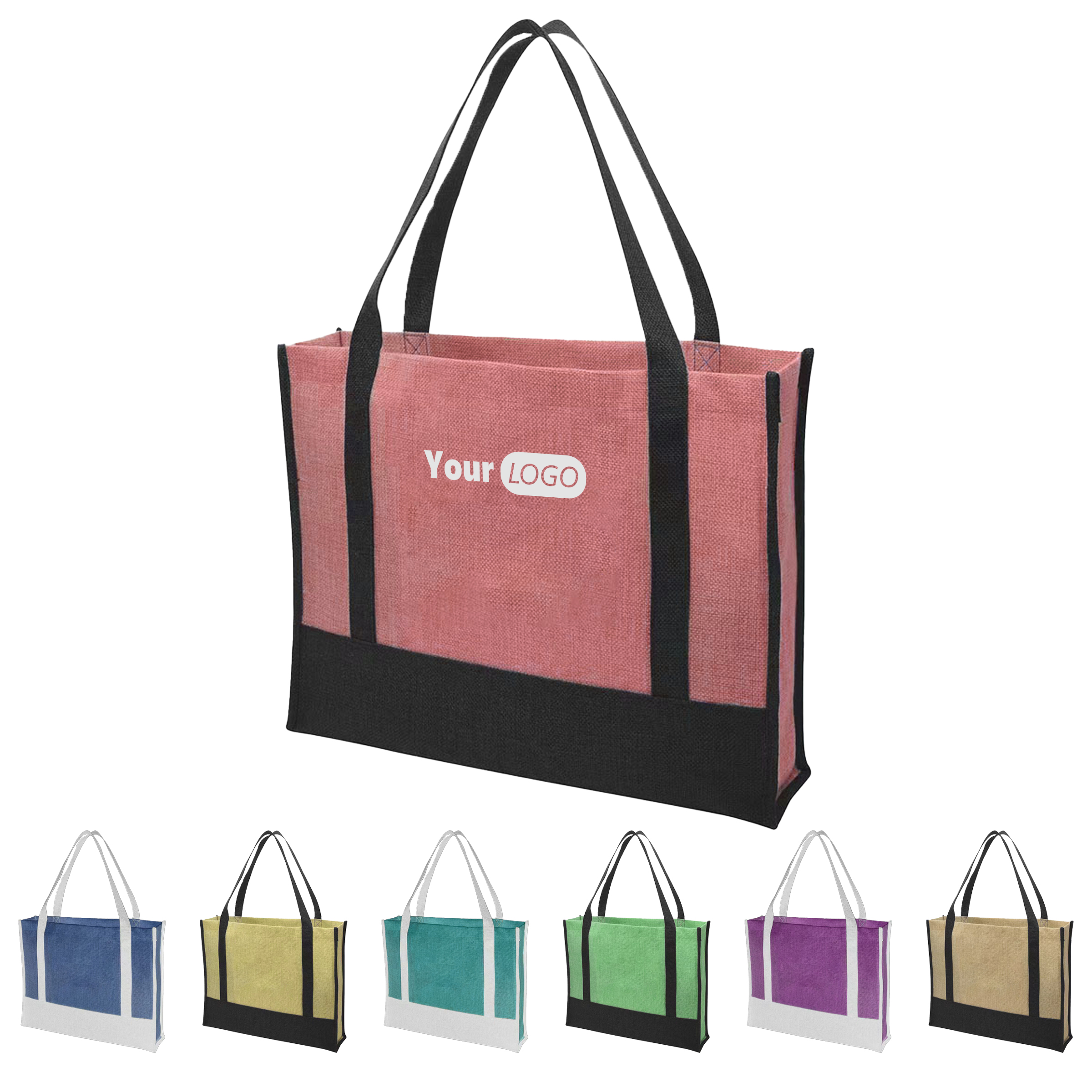 Polyester Reusable Jute Shopping Bag, custom tote bag with logo imprint 3