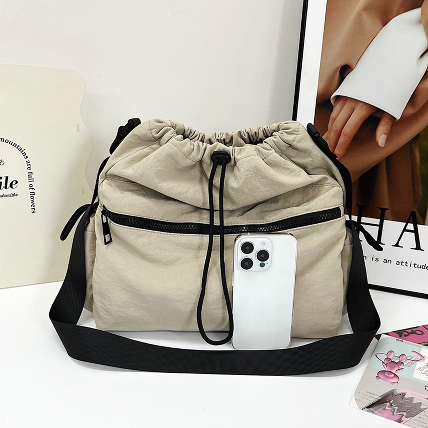 Crossbody Shoulder Bag w/ ZIpper Pockets 1