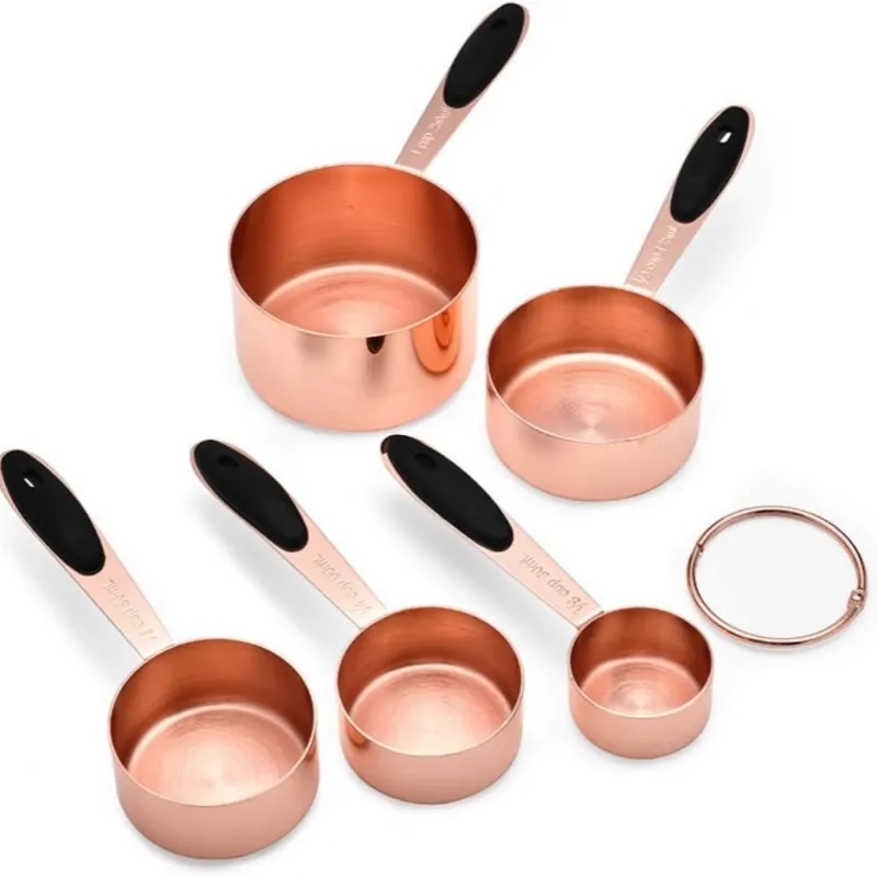 Rose gold stainless steel 5-piece measuring cup set 1