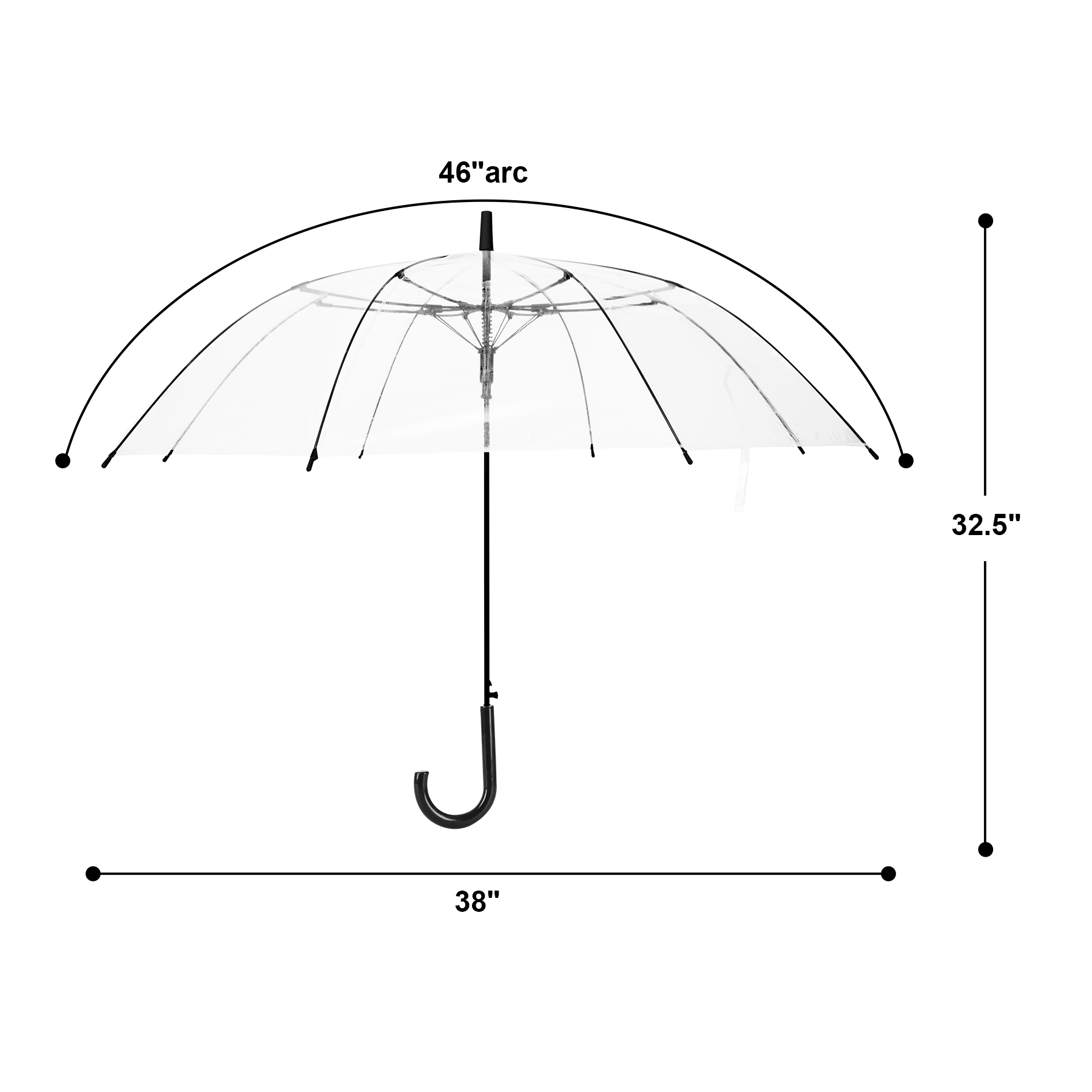 46" Arc Auto Open Clear Umbrella 2