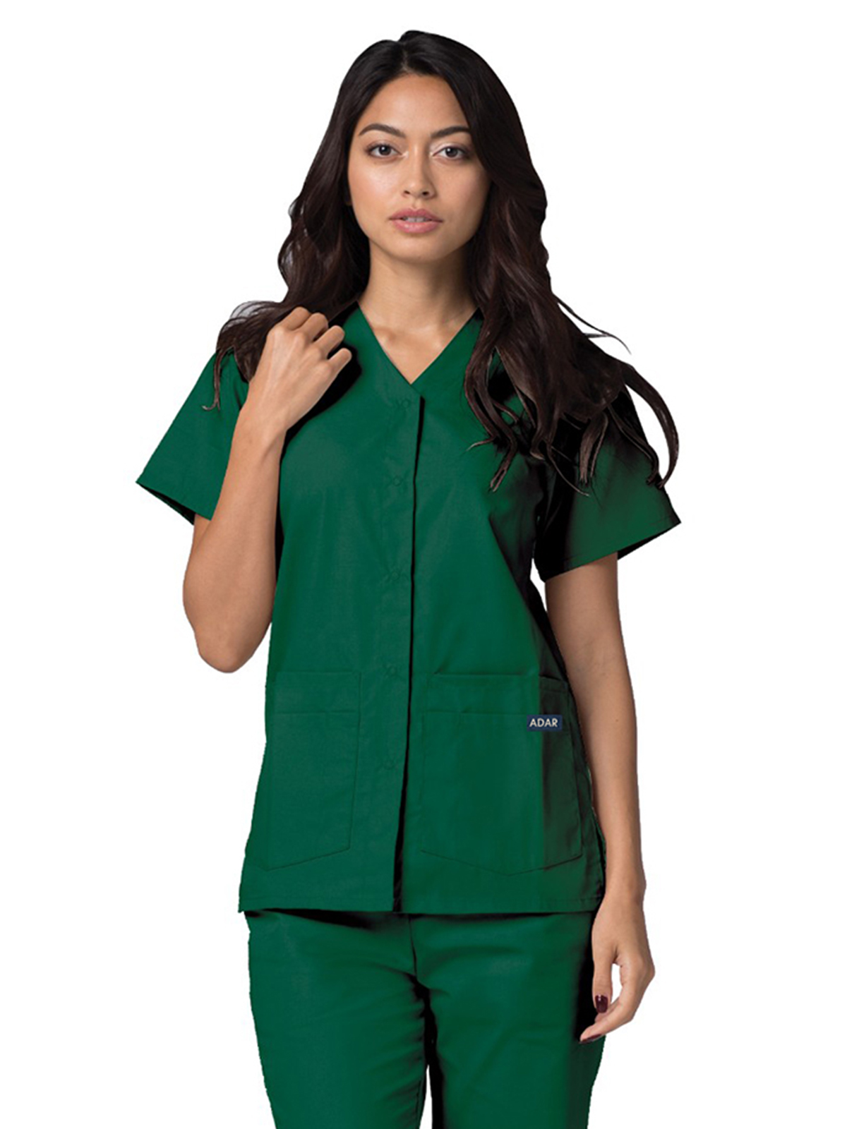 Adar - Universal - Women's Double Pocket Snap Front Top 5